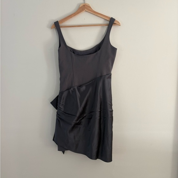 Cinq A Sept Wrap Bow Detail Mini Dress - Grey - Size 6 - Picture 6 of 8